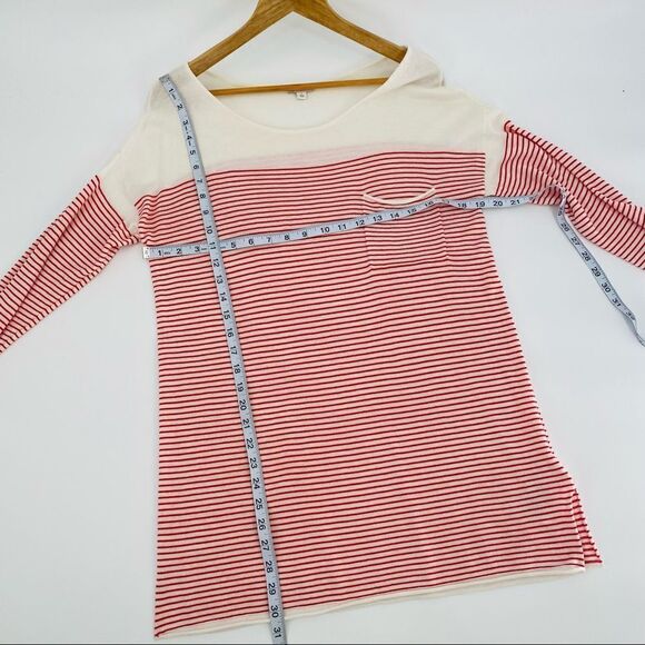 Gap slouchy red and cream stripe pocket sweater size large - Picture 4 of 6